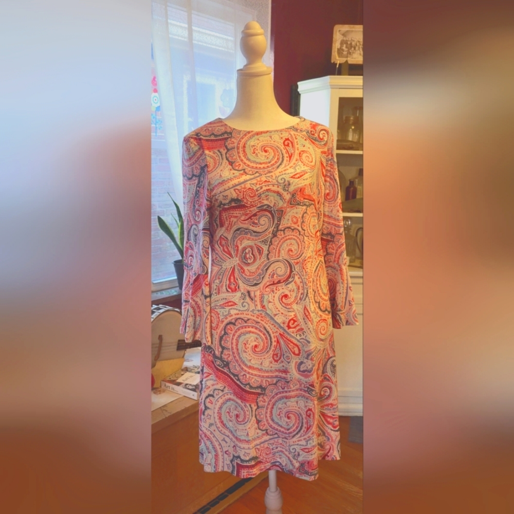 Size 8 long sleeved paisley Tommy Hilfiger dress